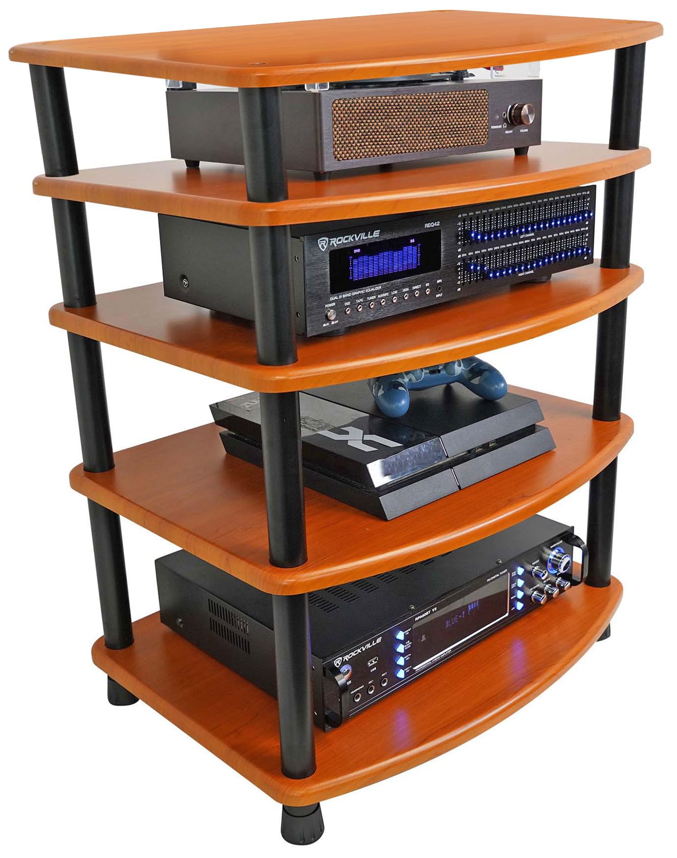 Amazon.com: Rockville FLX Classic Wood 4-Shelf Adjustable Home